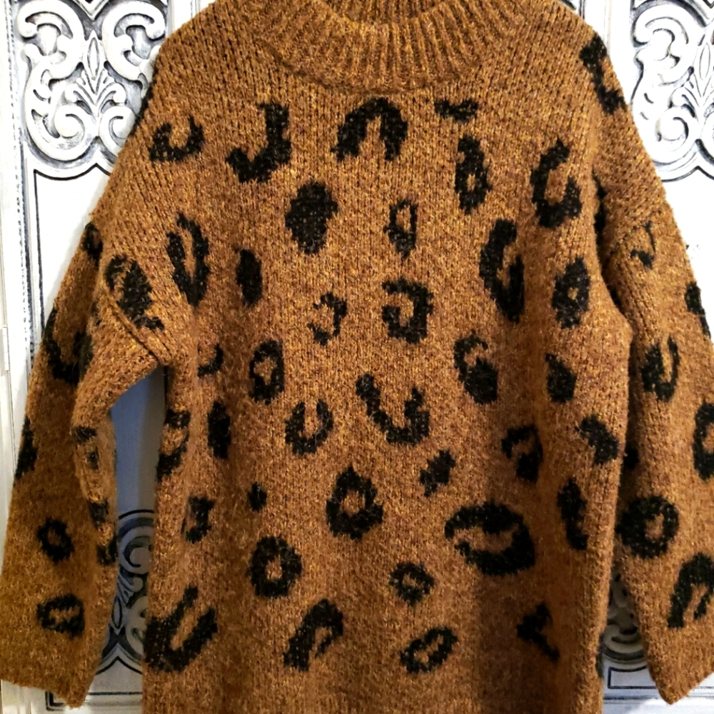 Leopard mockneck sweater